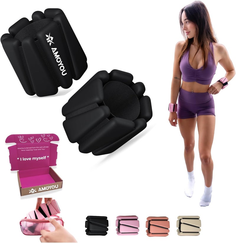 AMOYOU Wrist & Ankle Weights for Women – 2 lb Ankle Weights (Set of 2, 1 lb Each) | Arm Weights for Women | Leg Weights for Walking, Yoga, Cardio & Strength Training - Image 1